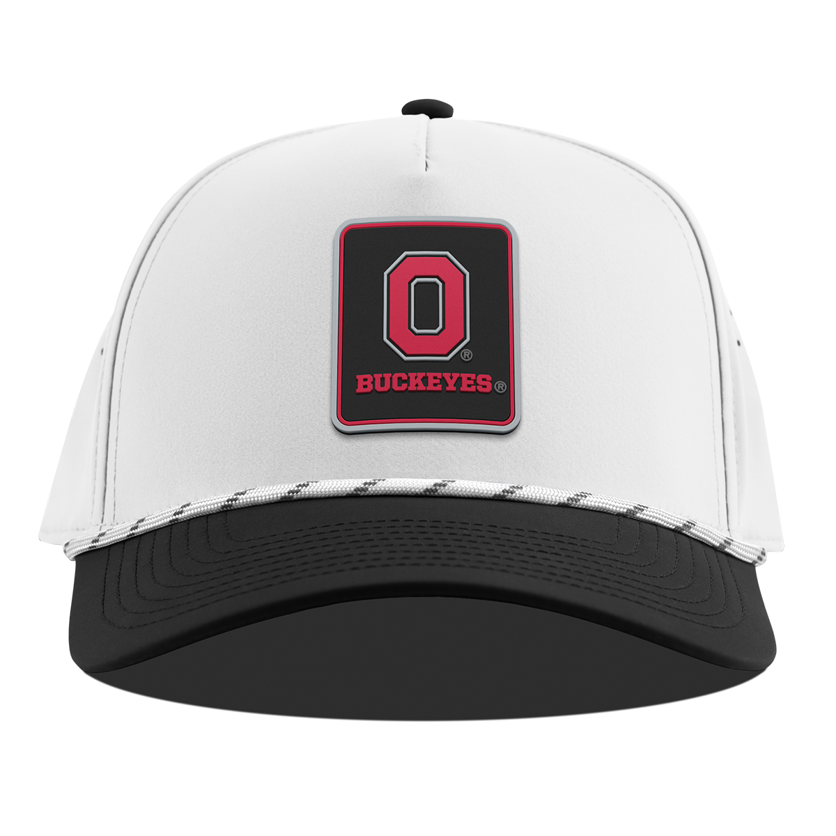 Ohio State University "Buckeyes Badge" Curved 5 Panel Rope White/Black