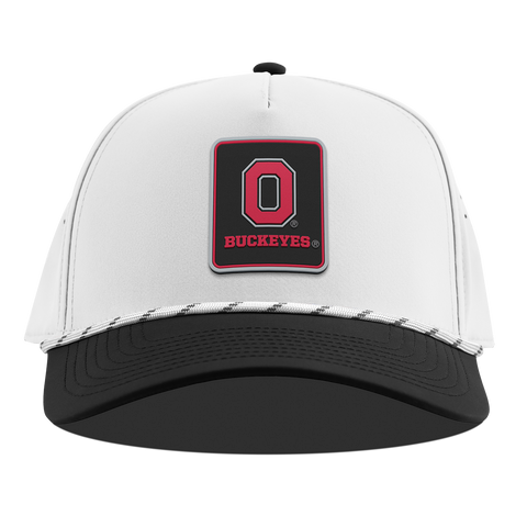 Ohio State University "Buckeyes Badge" Curved 5 Panel Rope White/Black