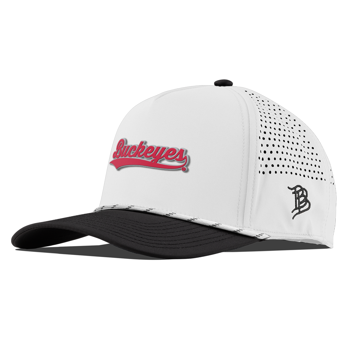 Ohio State University "Buckeyes Script" Curved 5 Panel Rope White/Black