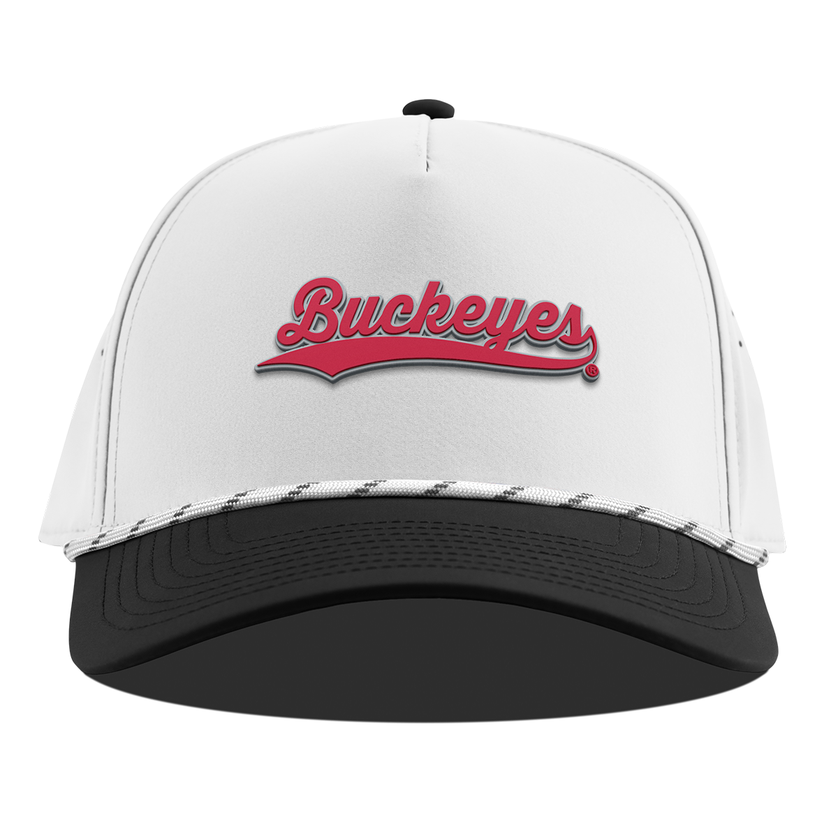 Ohio State University "Buckeyes Script" Curved 5 Panel Rope White/Black