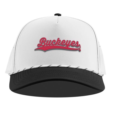 Ohio State University "Buckeyes Script" Curved 5 Panel Rope White/Black