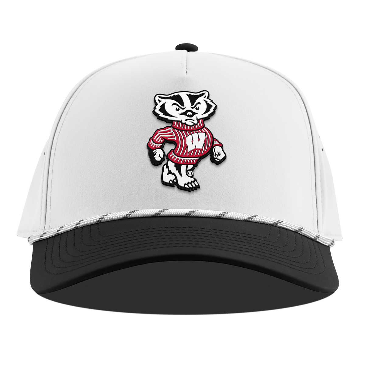 University of Wisconsin "Bucky Badger" Curved 5 Panel Rope White/Black