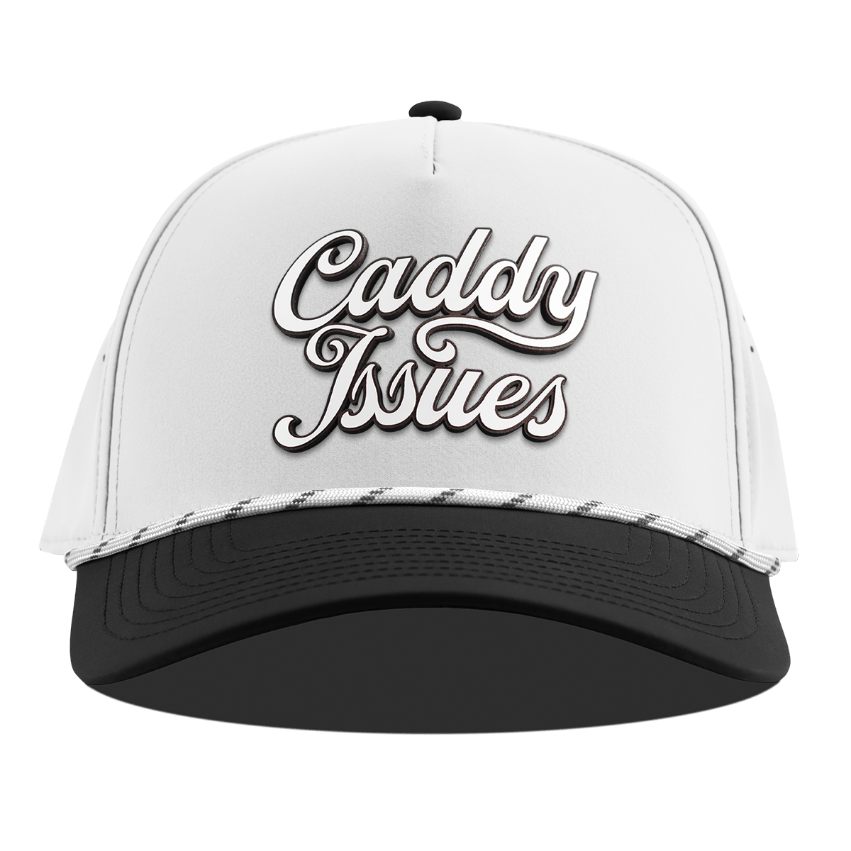 Caddy Issues Script Curved 5 Panel Rope White/Black