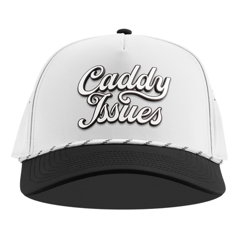 Caddy Issues Script Curved 5 Panel Rope White/Black
