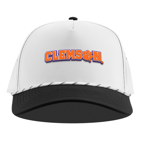 Clemson University "Clemson Block" Curved 5 Panel Rope White/Black