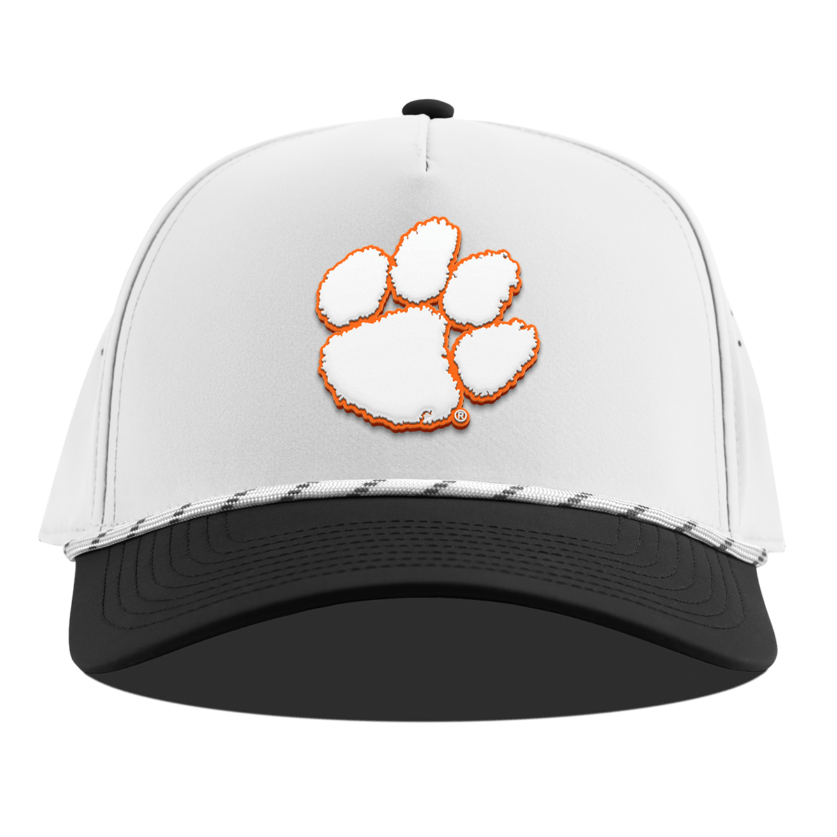 Clemson University "Clemson Tigers Paw" Curved 5 Panel Rope White/Black