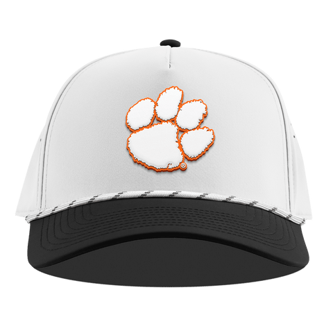 Clemson University "Clemson Tigers Paw" Curved 5 Panel Rope White/Black