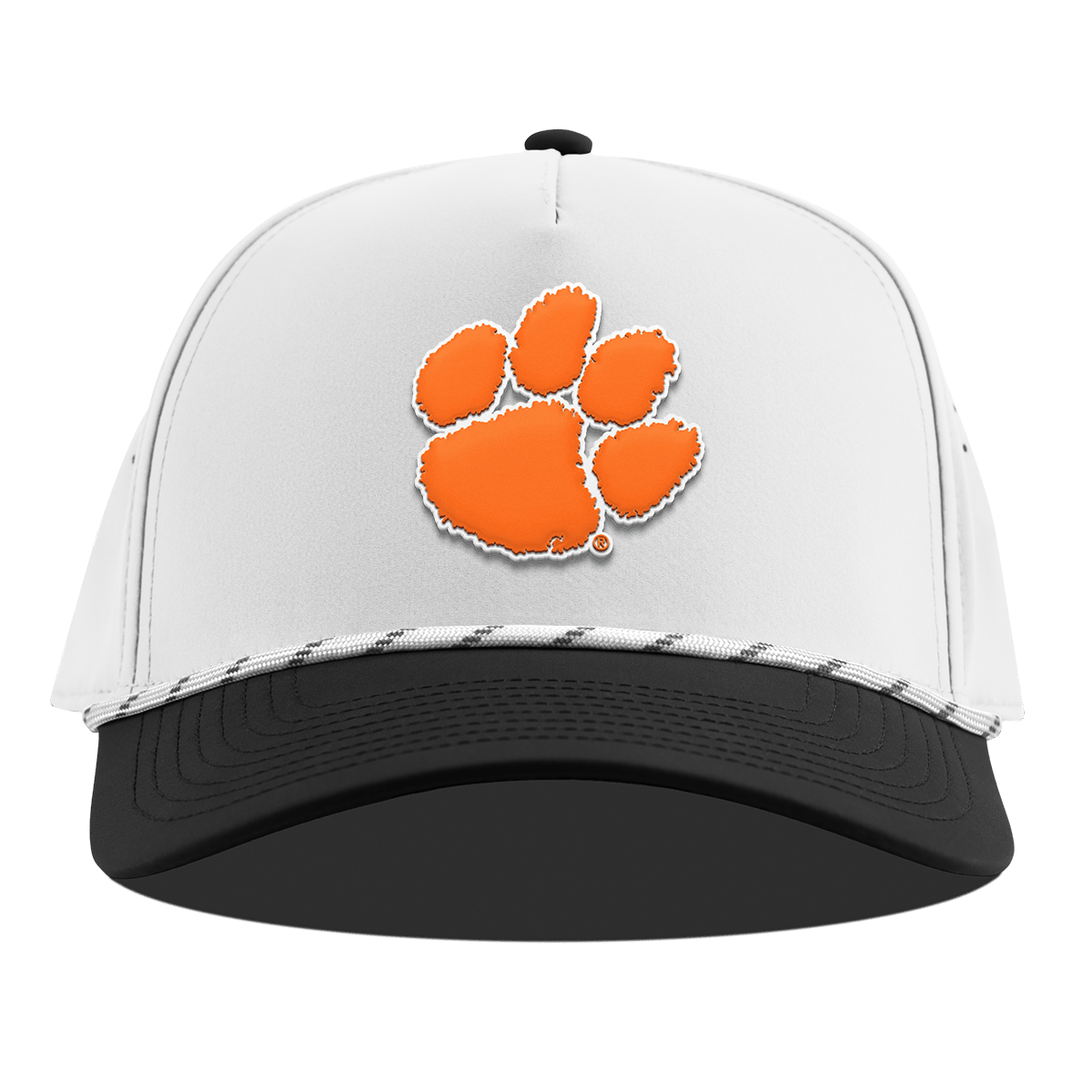 Clemson University "Clemson Tiger Paw" Curved 5 Panel Rope White/Black