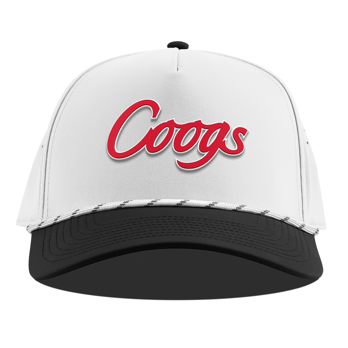 University of Houston "Coogs Script" Curved 5 Panel Rope White/Black