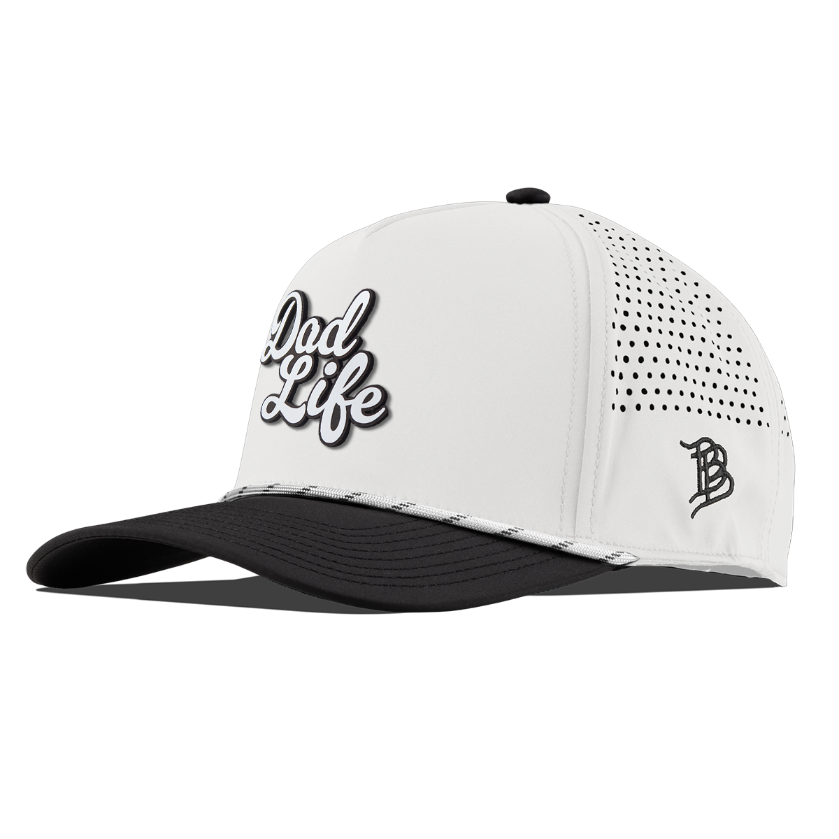 Dad Life Script Curved 5 Panel Rope White/Black