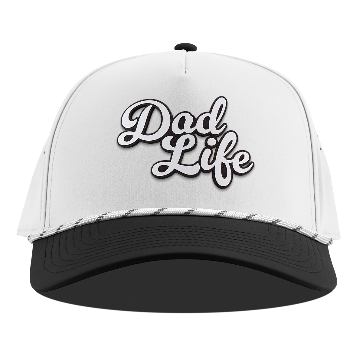 Dad Life Script Curved 5 Panel Rope White/Black