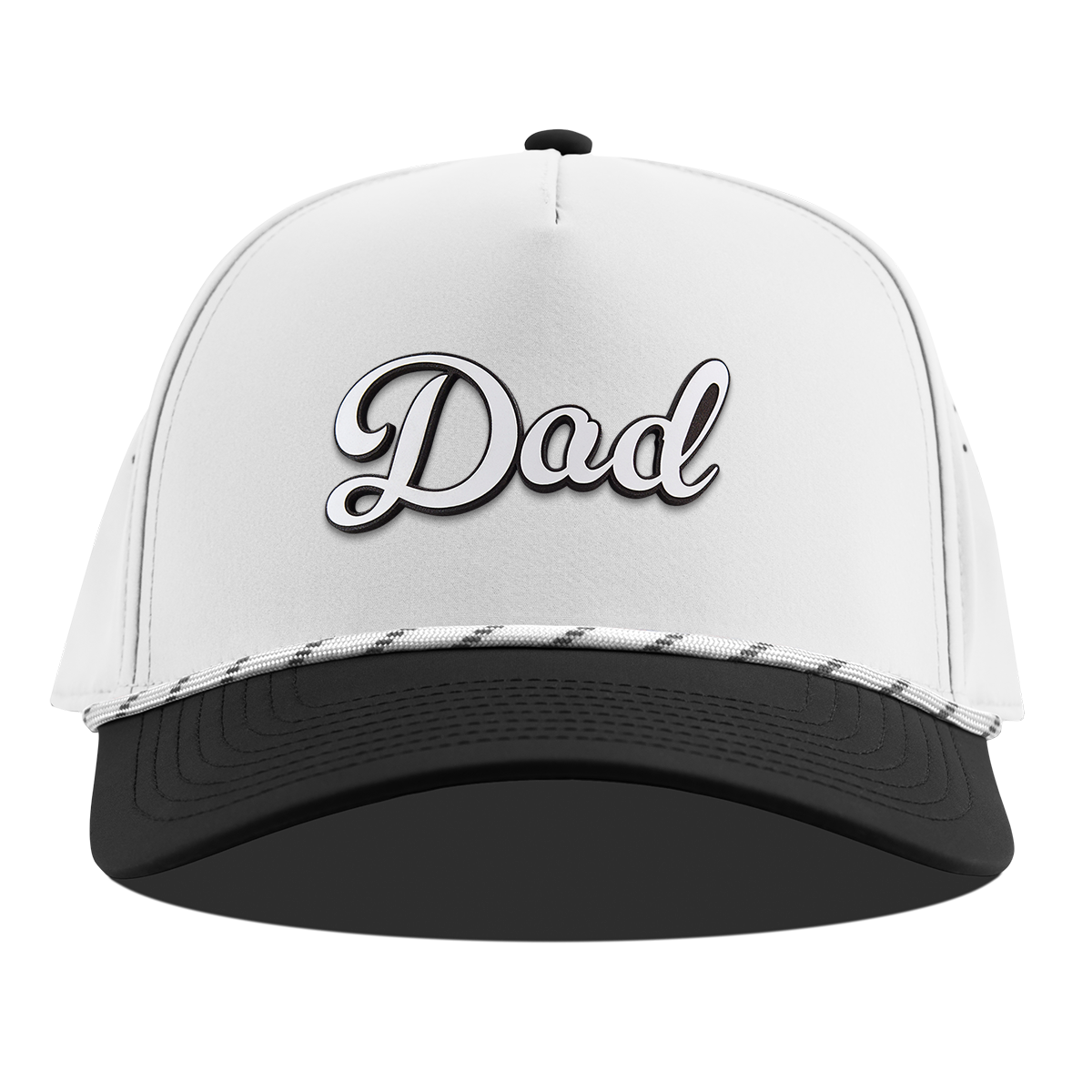 Dad Script Curved 5 Panel Rope White/Black