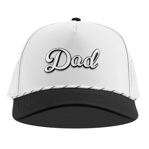 Dad Script Curved 5 Panel Rope White/Black