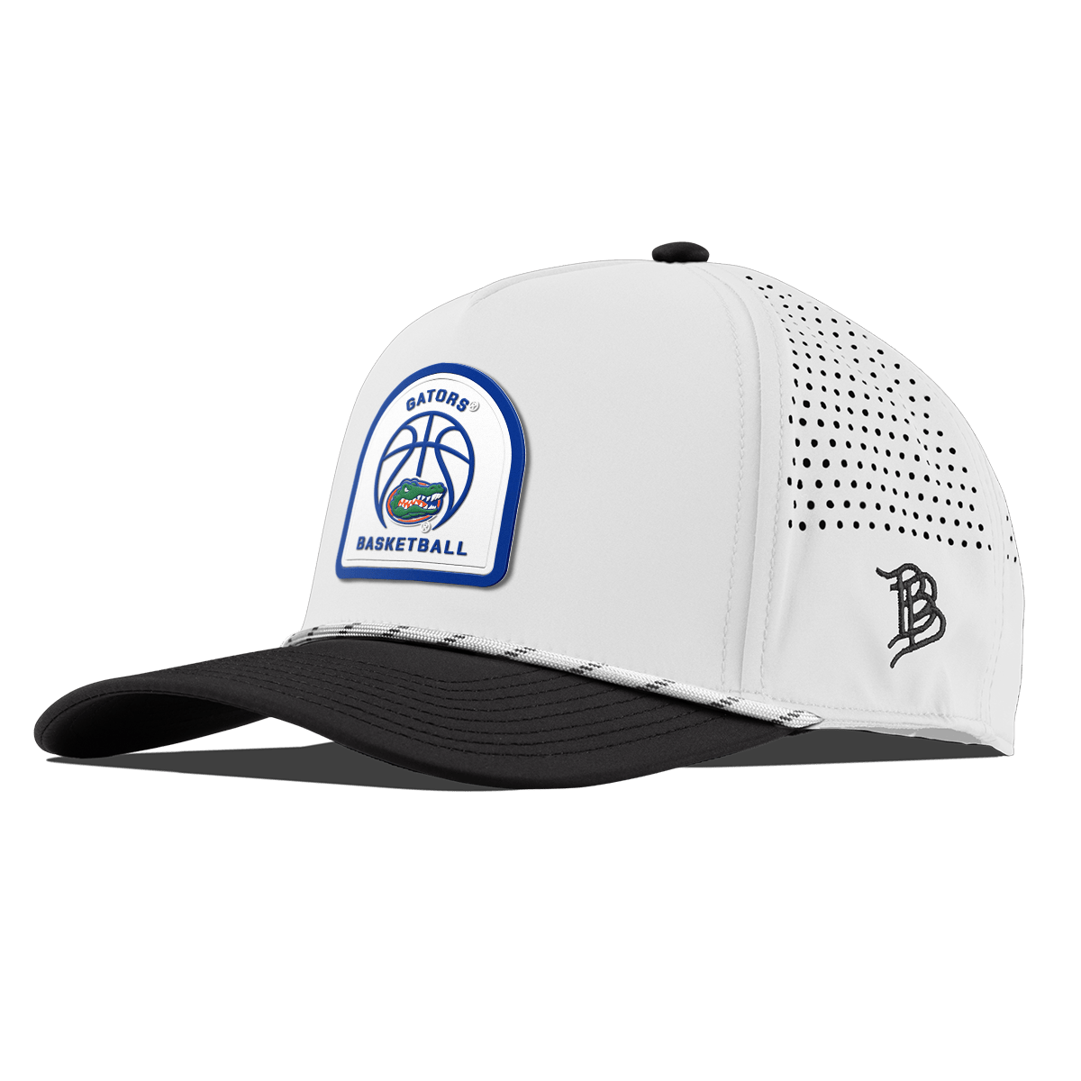 University of Florida "Gator Basketball" Curved 5 Panel Rope White/Black