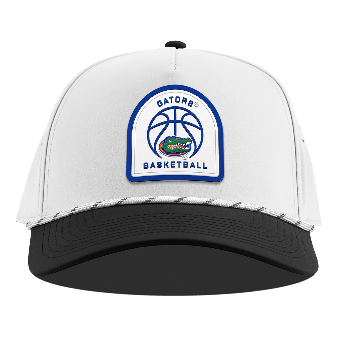 University of Florida "Gator Basketball" Curved 5 Panel Rope White/Black