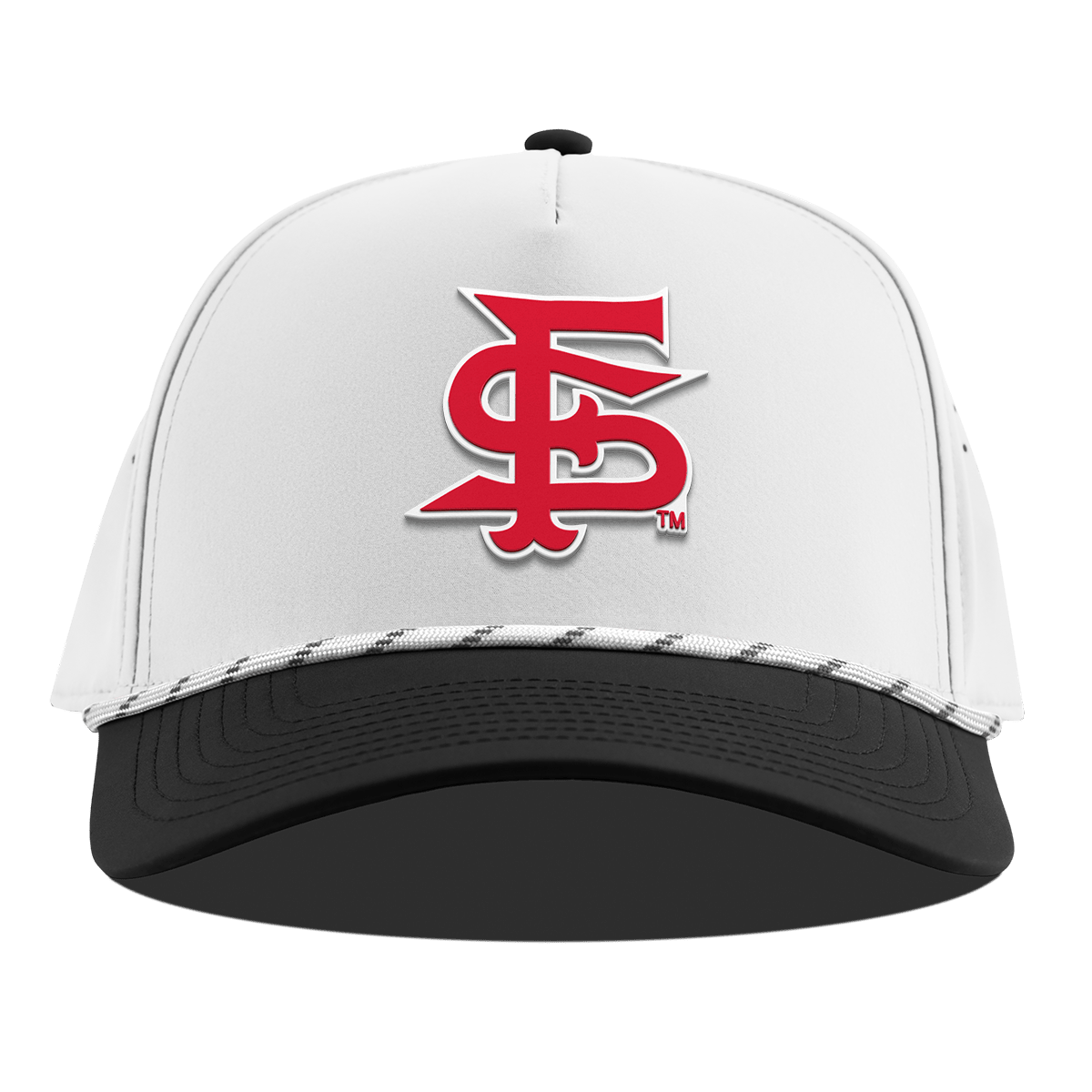 Fresno State University "Fresno State Stacked" Curved 5 Panel Rope White/Black