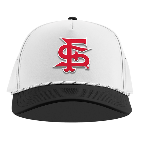 Fresno State University "Fresno State Stacked" Curved 5 Panel Rope White/Black