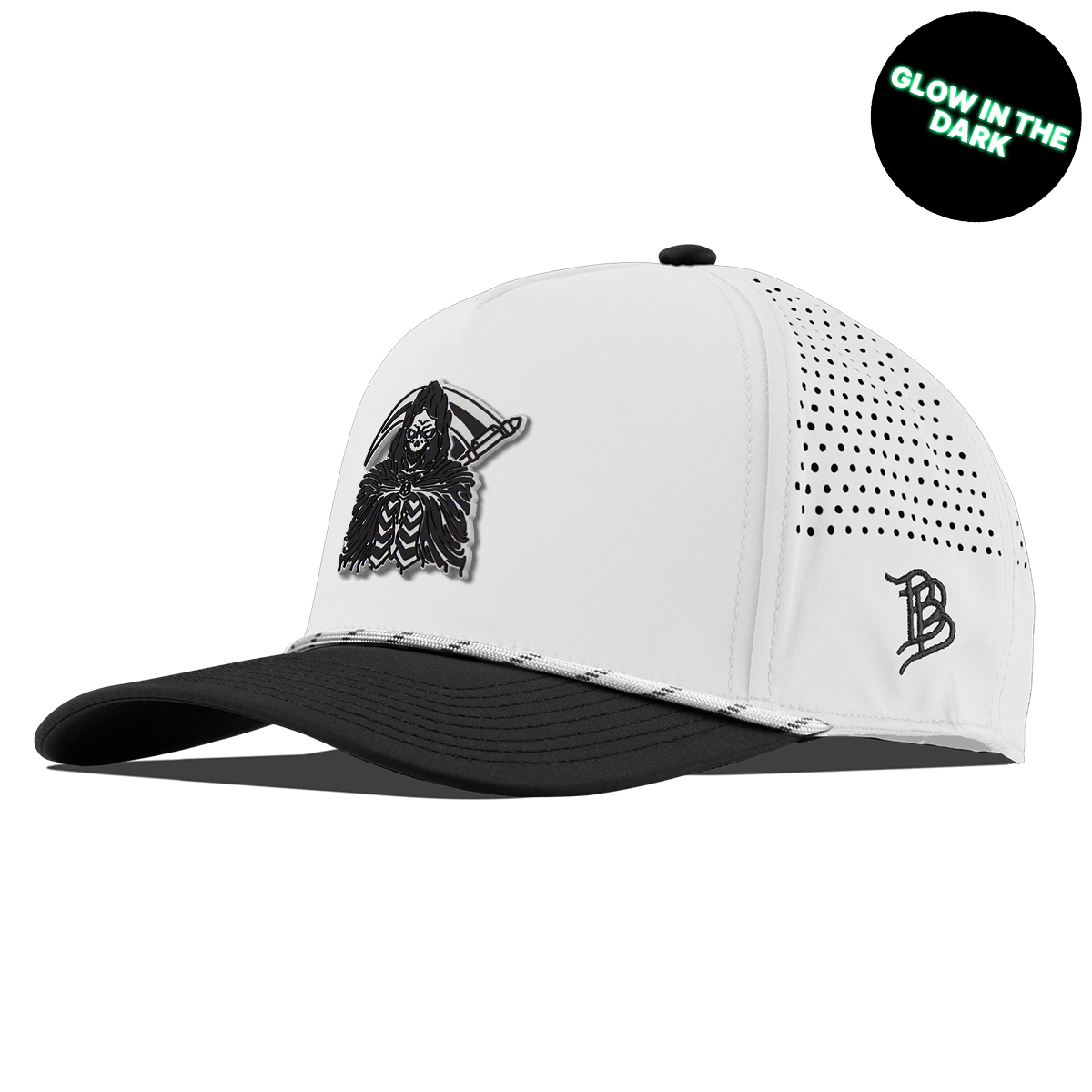 Grim Reaper Glow Curved 5 Panel Rope White/Black