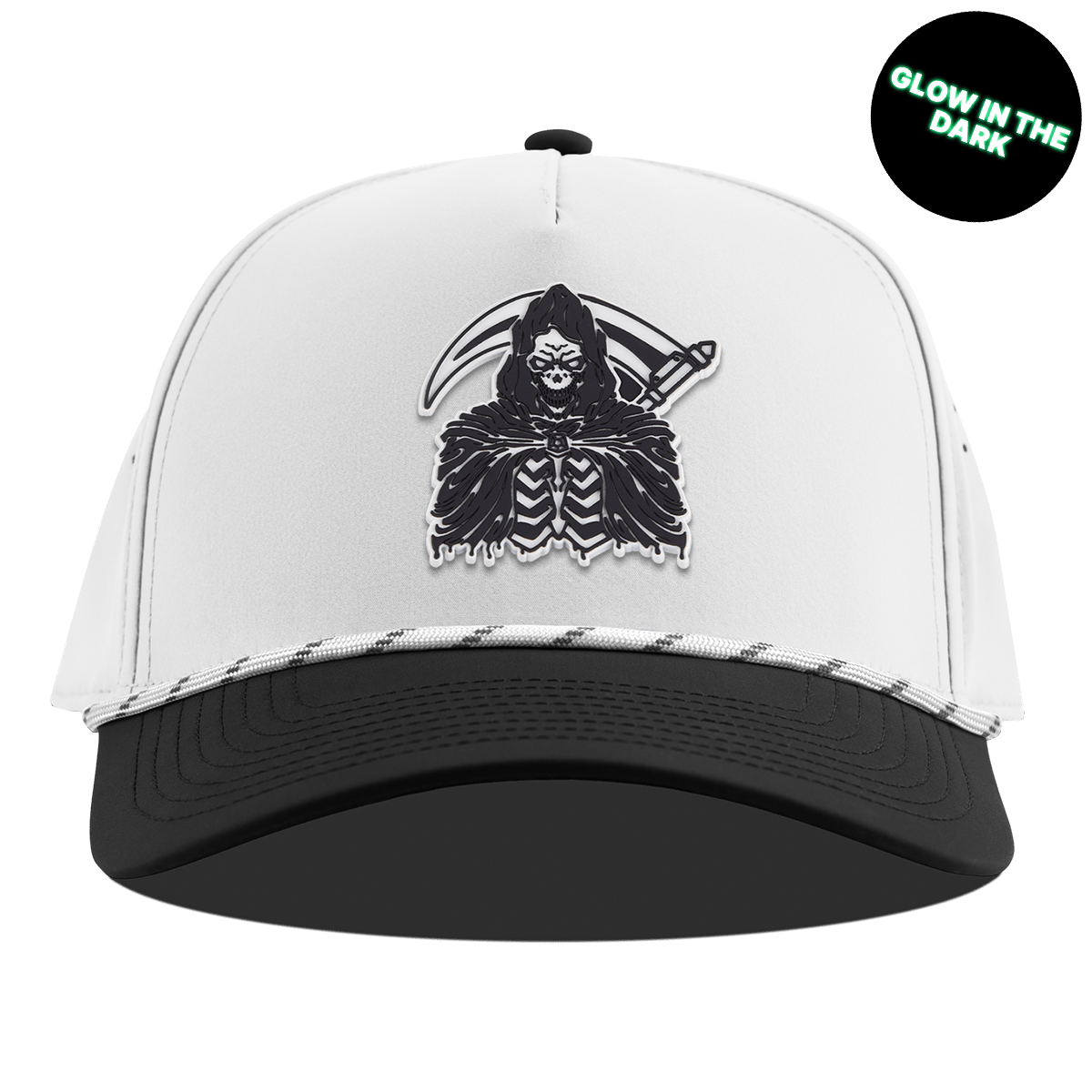 Grim Reaper Glow Curved 5 Panel Rope White/Black