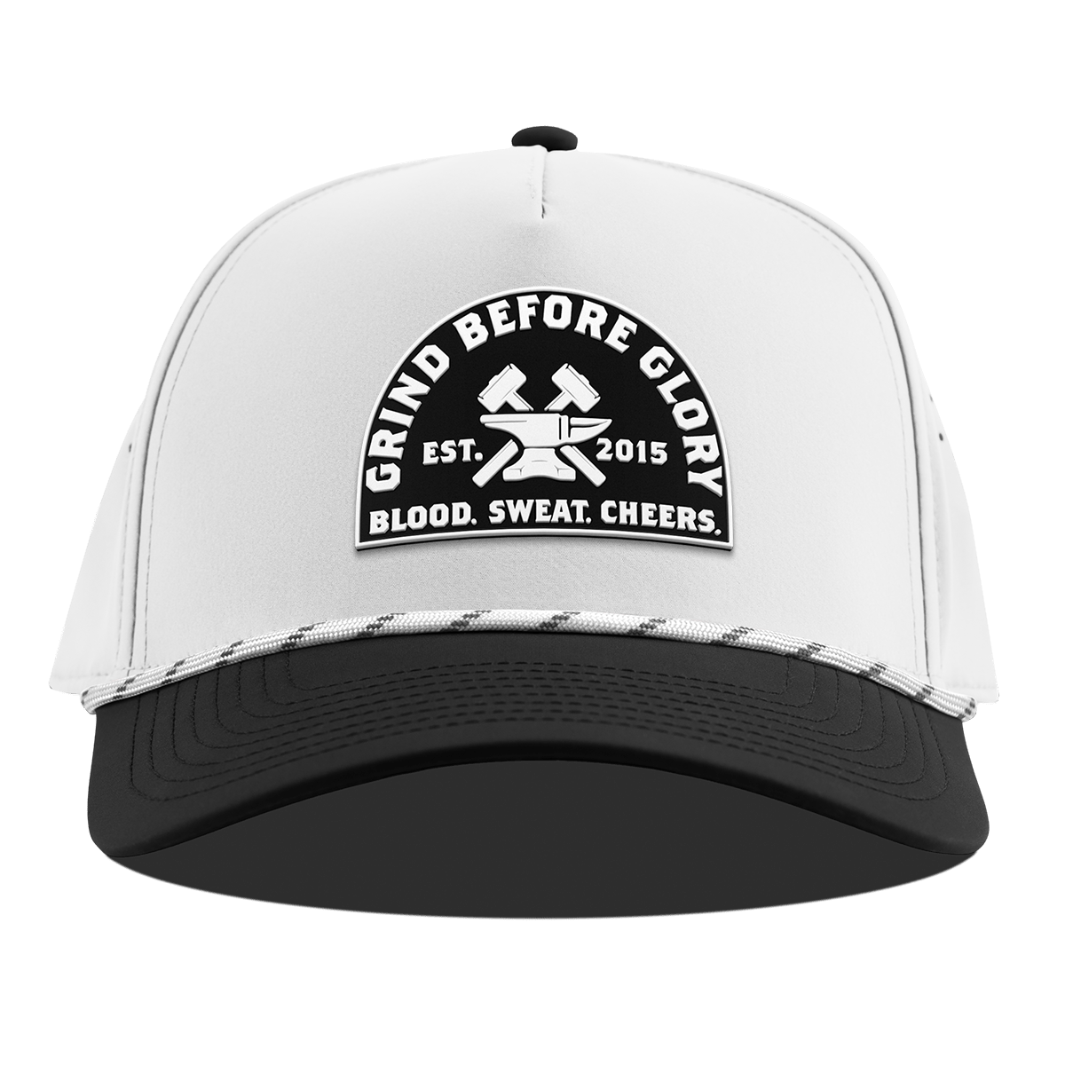 Grind Before Glory Curved 5 Panel Rope White/Black