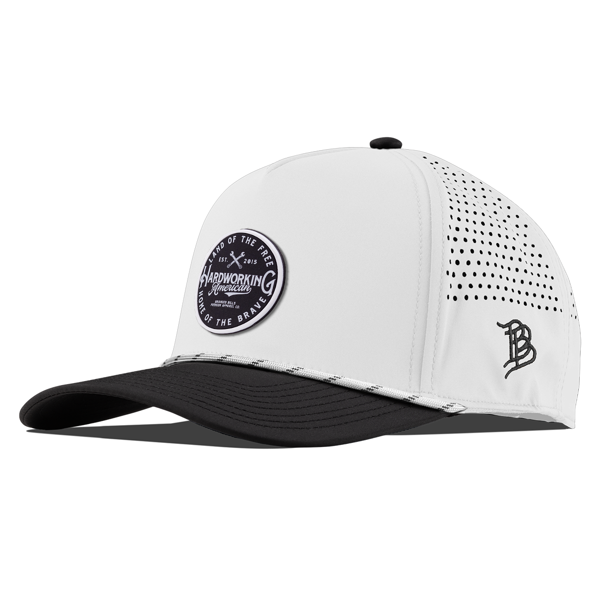 Hardworking PVC Curved 5 Panel Rope White/Black