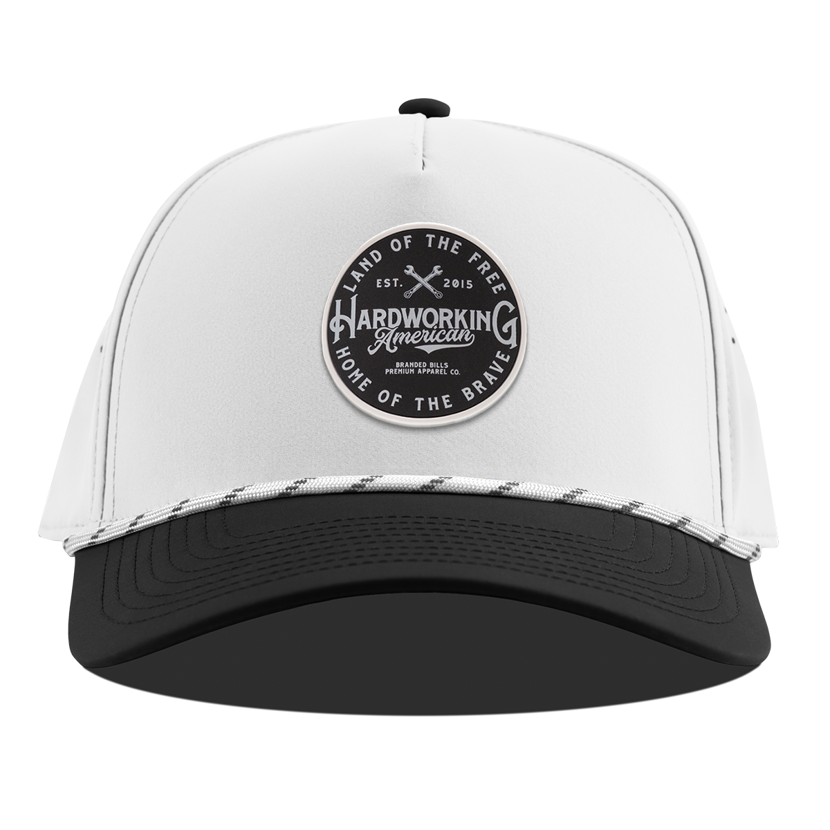 Hardworking PVC Curved 5 Panel Rope White/Black
