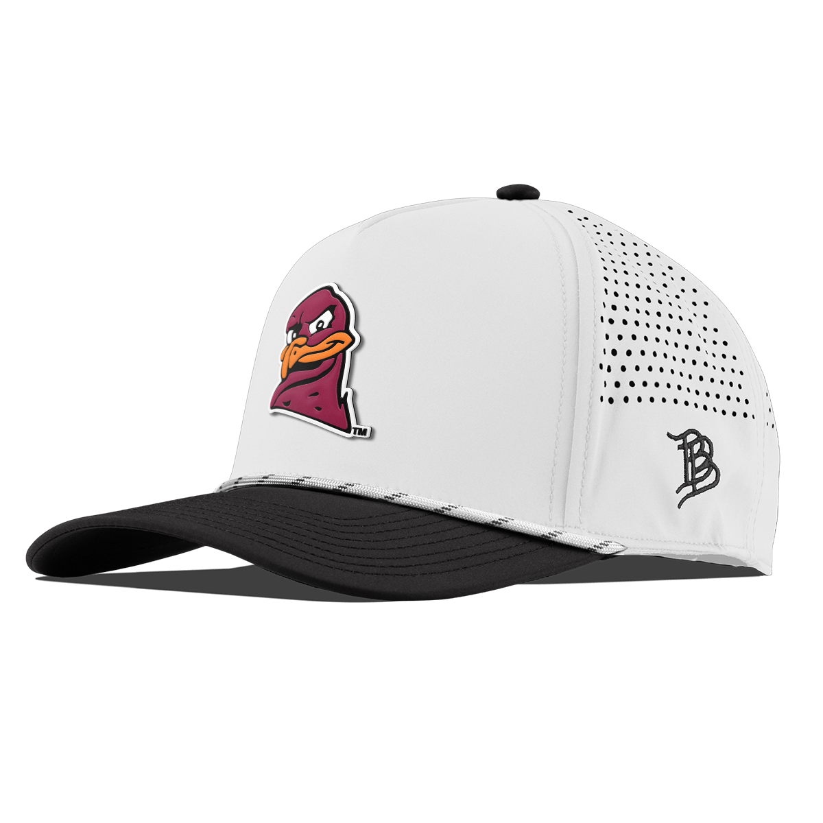 Virginia Tech University "HokieBird" Curved 5 Panel Rope White/Black