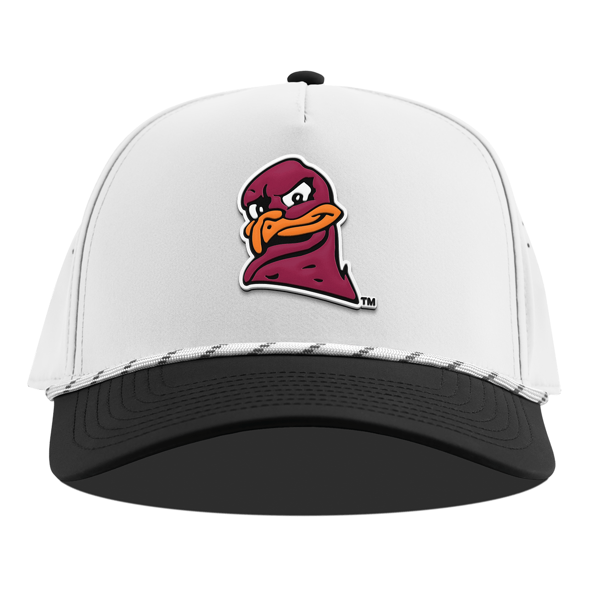 Virginia Tech University "HokieBird" Curved 5 Panel Rope White/Black
