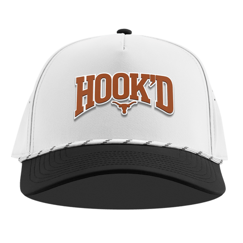 University of Texas "Hook'D" Curved 5 Panel Rope White/Black
