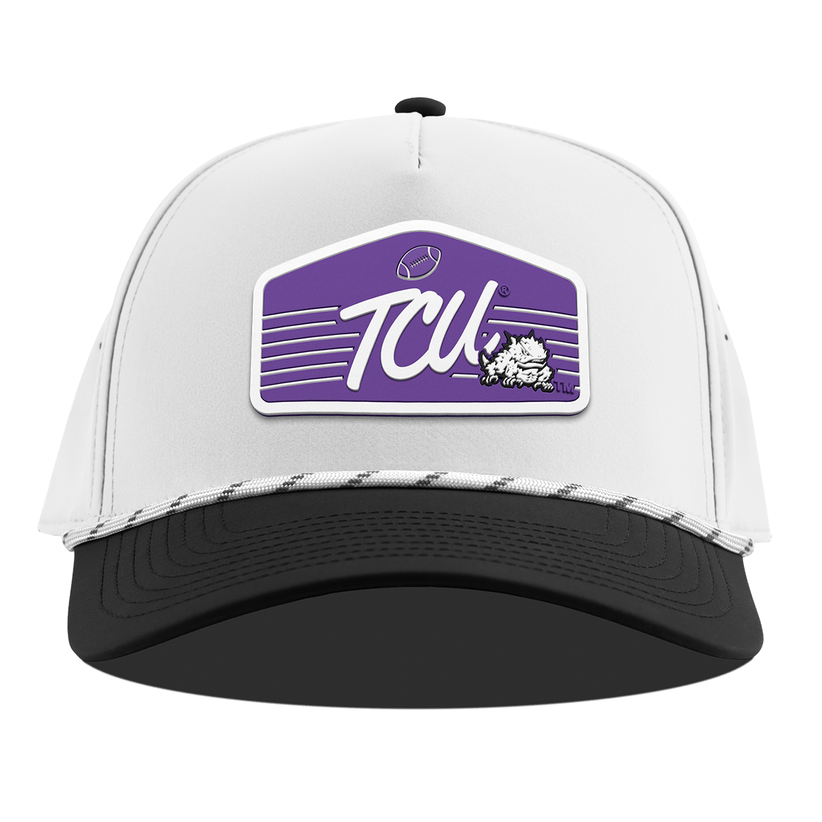 Texas Christian University "Horned Frogs Football" Curved 5 Panel Rope White/Black