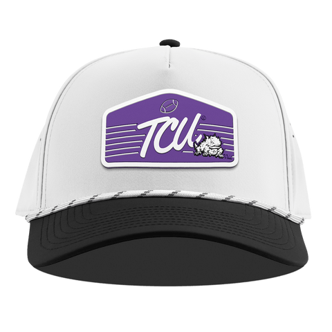 Texas Christian University "Horned Frogs Football" Curved 5 Panel Rope White/Black