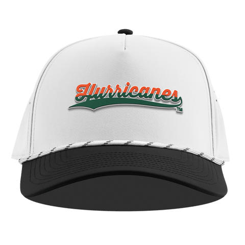 University of Miami "Hurricanes Script" Curved 5 Panel Rope White/Black
