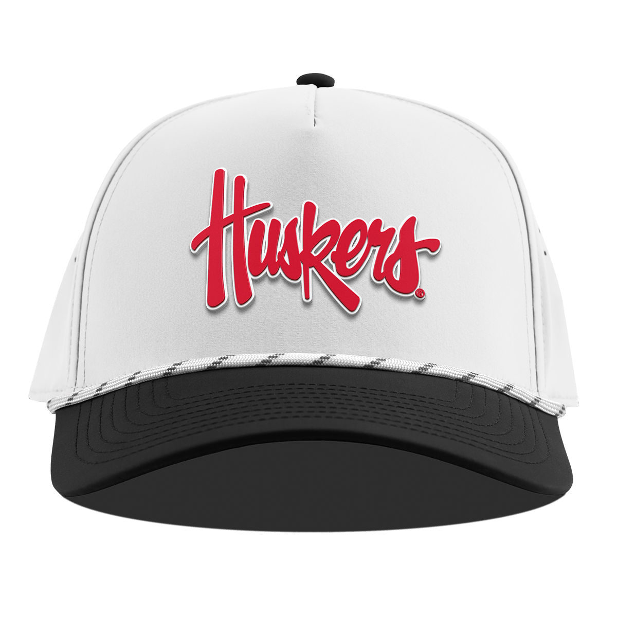University of Nebraska "Huskers Script" Curved 5 Panel Rope White/Black