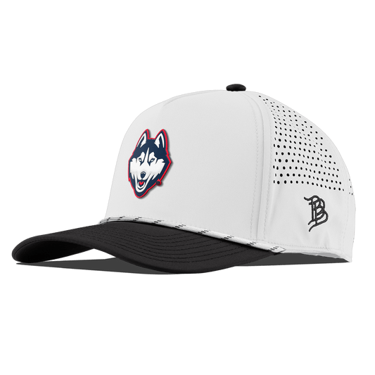 University of Connecticut "Huskies Mascot" Curved 5 Panel Rope White/Black