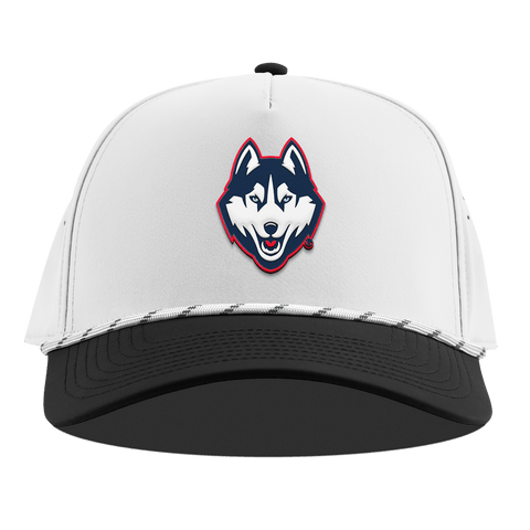 University of Connecticut "Huskies Mascot" Curved 5 Panel Rope White/Black