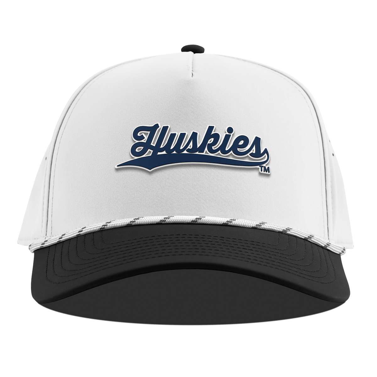 University of Connecticut "Huskies Script" Curved 5 Panel Rope White/Black
