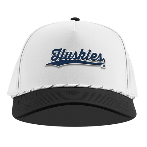 University of Connecticut "Huskies Script" Curved 5 Panel Rope White/Black