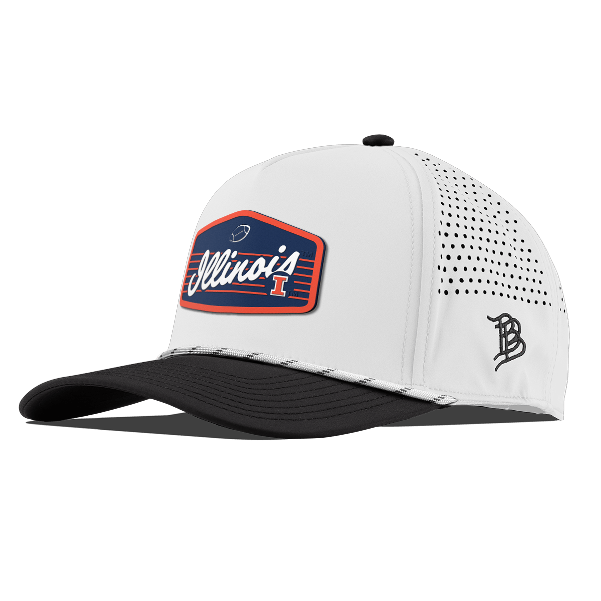 University of Illinois "Illini Football" Curved 5 Panel Rope White/Black
