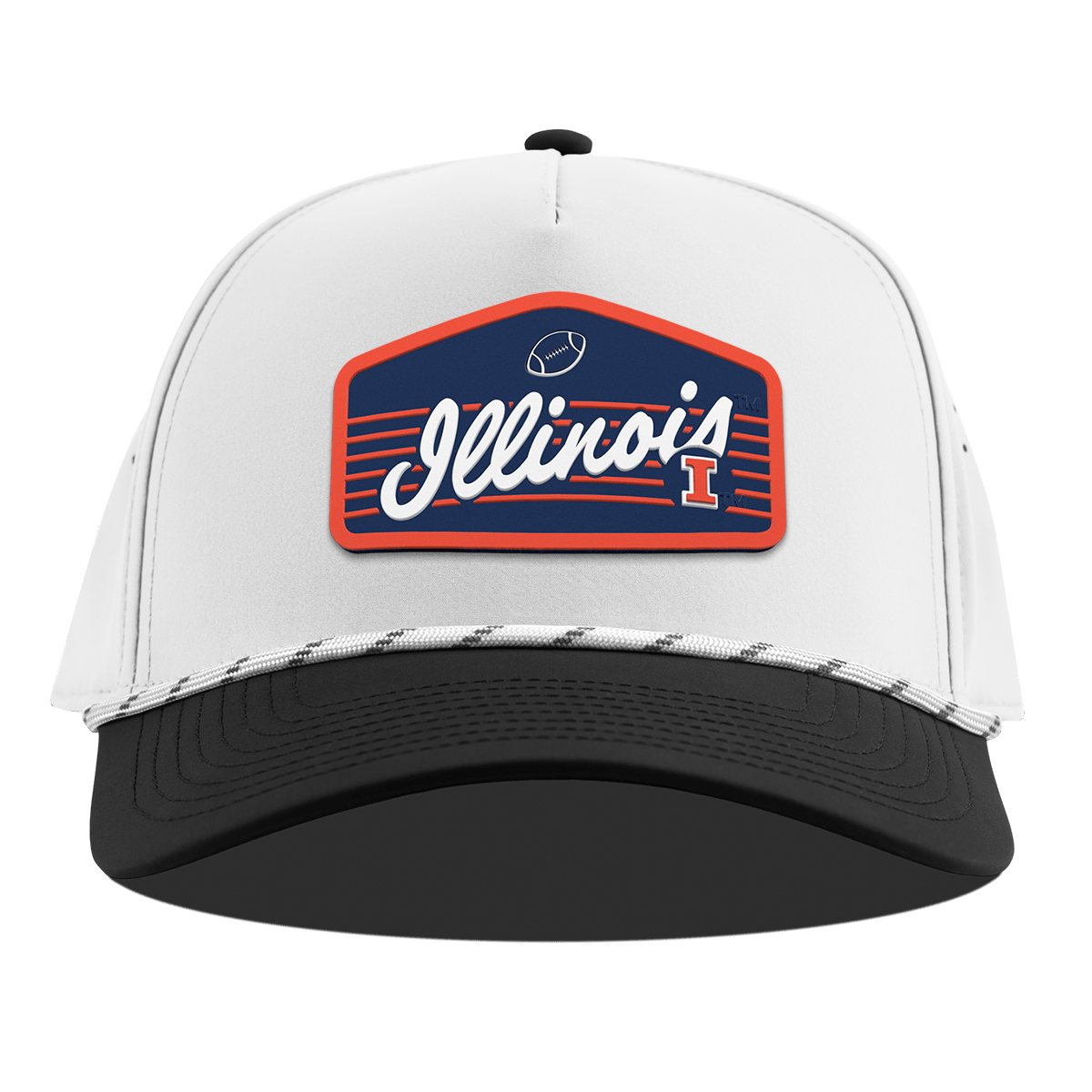 University of Illinois "Illini Football" Curved 5 Panel Rope White/Black