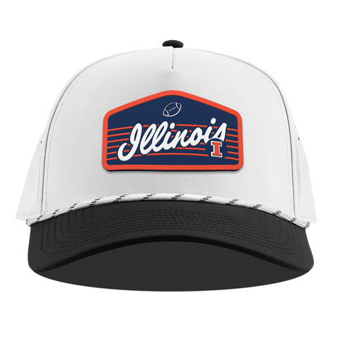 University of Illinois "Illini Football" Curved 5 Panel Rope White/Black