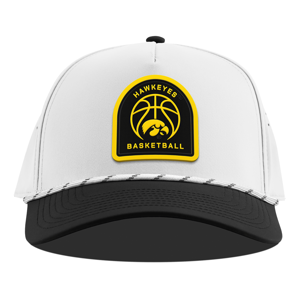University of Iowa "Iowa Basketball" Curved 5 Panel Rope White/Black