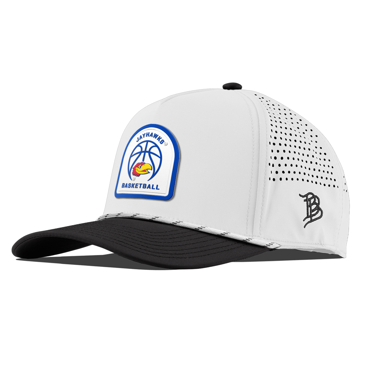 University of Kansas "Kansas Basketball" Curved 5 Panel Rope White/Black