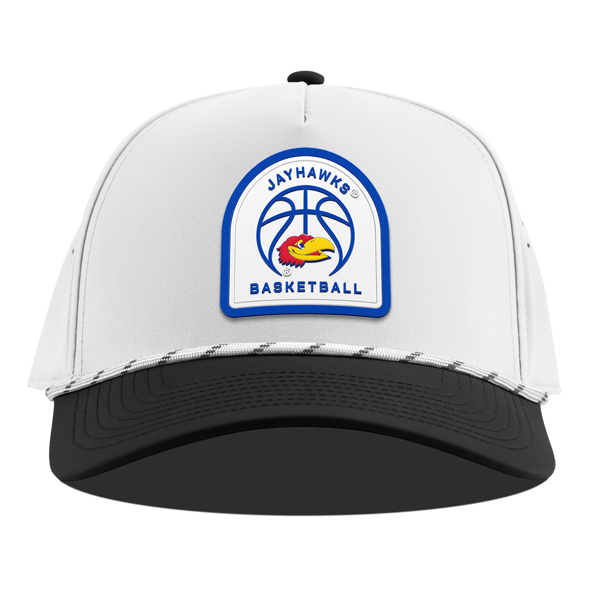 University of Kansas "Kansas Basketball" Curved 5 Panel Rope White/Black
