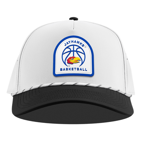 University of Kansas "Kansas Basketball" Curved 5 Panel Rope White/Black