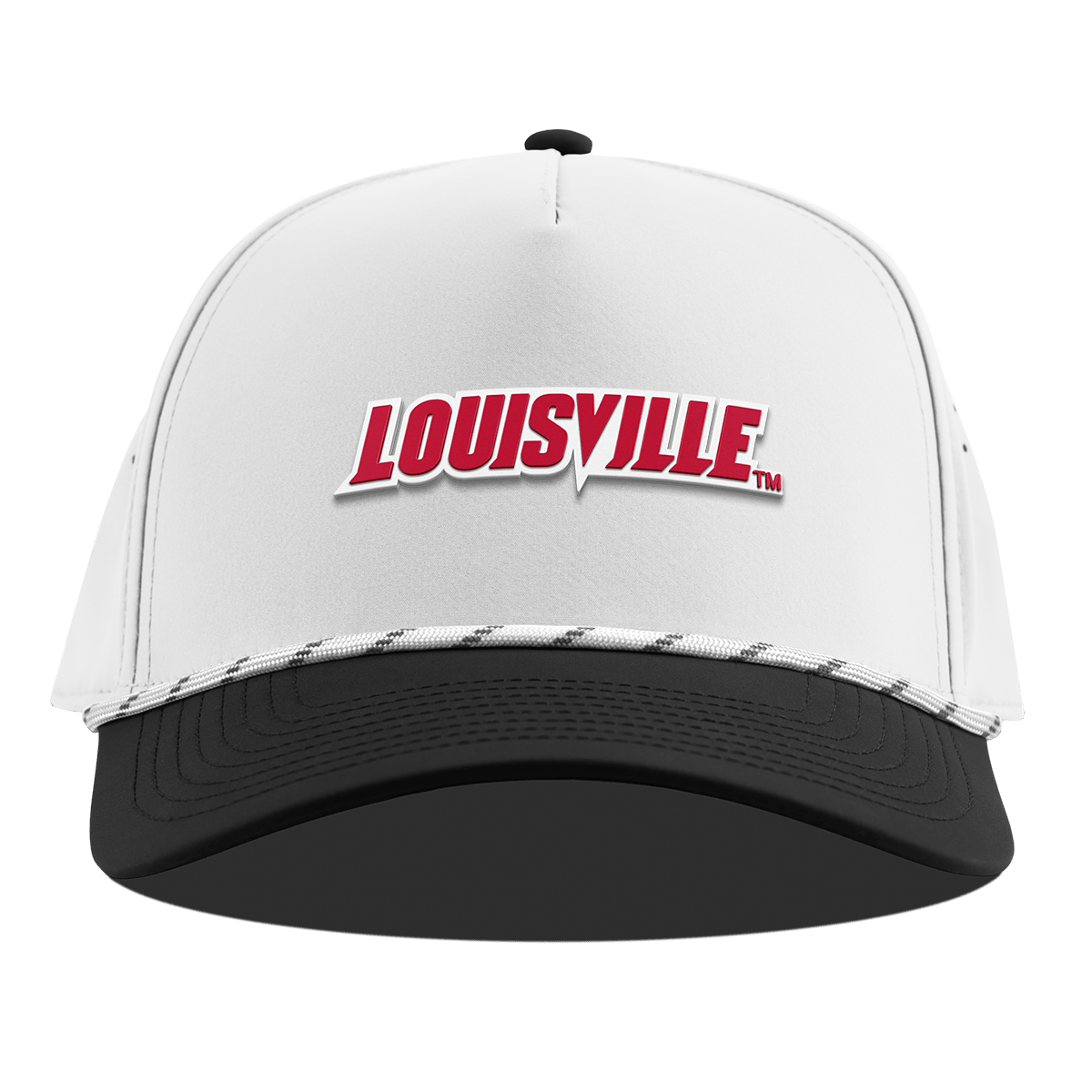 University of Louisville "Louisville Block" Curved 5 Panel Rope White/Black