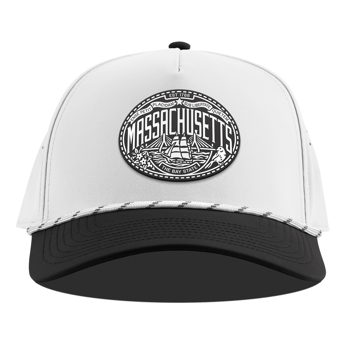 Massachusetts Traveler Curved 5 Panel Rope White/Black