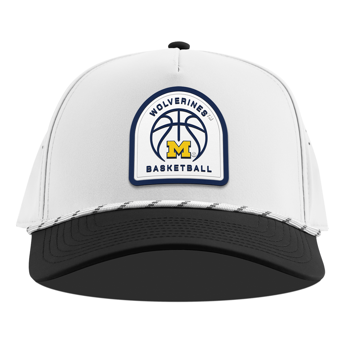 University of Michigan "Michigan Basketball" Curved 5 Panel Rope White/Black
