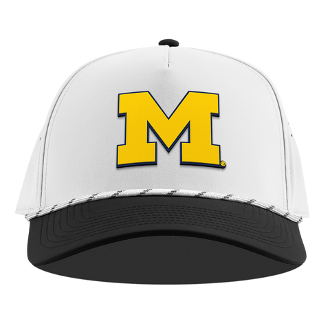 University of Michigan "Michigan Block" Curved 5 Panel Rope White/Black