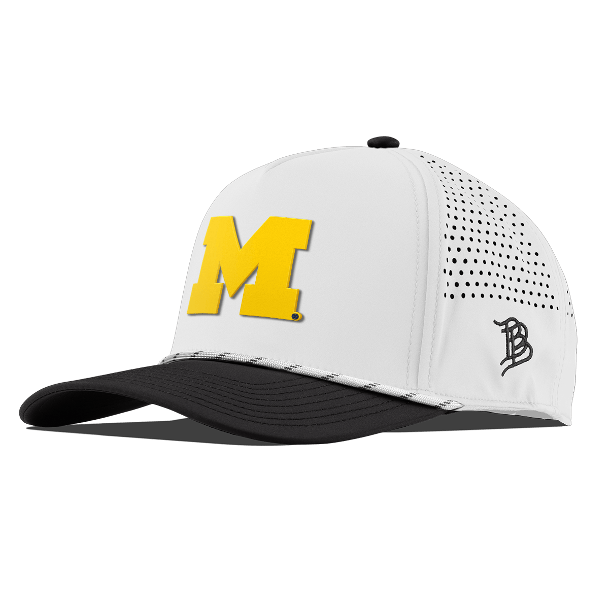 University of Michigan "Michigan Gold Block" Curved 5 Panel Rope White/Black