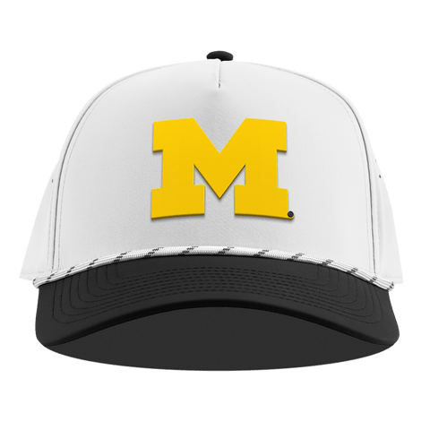 University of Michigan "Michigan Gold Block" Curved 5 Panel Rope White/Black